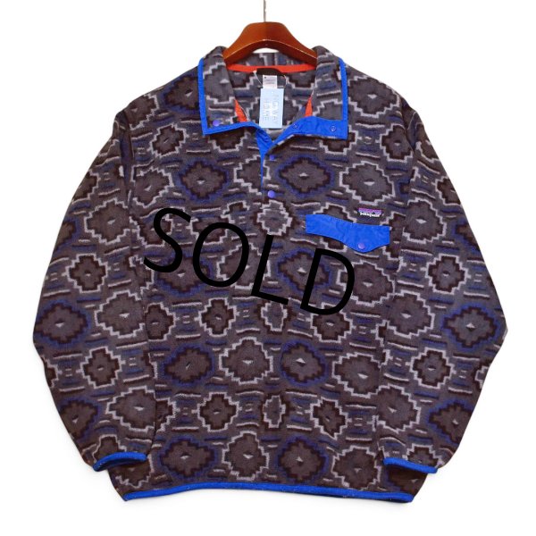画像1: 【パタゴニア】【Patagonia】【シンチラ】【幾何学模様】グレー×ブルー【スナップT】プルオーバー【フリース】【サイズL】  (1)