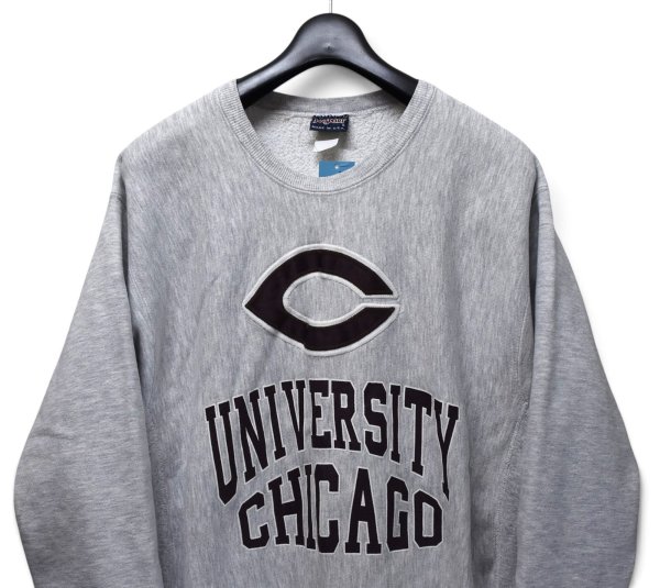 画像4: 【90’s】【USA製】ビンテージ【JANSPORT】ジャンスポーツ【UNIVERSITY OF CHICAGO】【カレッジスウェット】リバースウィーブタイプ【アップリケ】【グレー】【サイズXL】  (4)