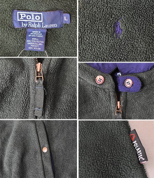 画像2: 【90’s】ビンテージ【ポロ ラルフローレン】【Polo Ralph Lauren】【フリースジャケット】【フルジップ】【深緑】【サイズL】  (2)