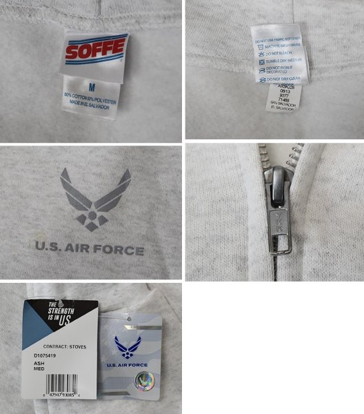 画像2: 【デッドストック】【SOFFE】ソフィー【U.S. AIR FORCE】【リフレクター】【フルジップパーカー】【グレー】【サイズM】  (2)
