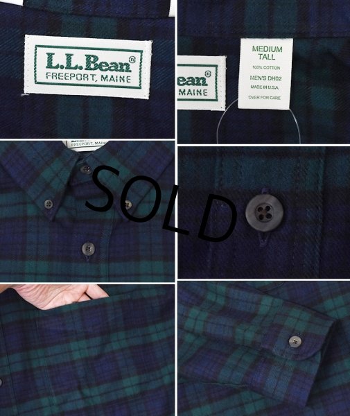 画像2: 【ほぼ未使用】90's【USA製】ビンテージ【エルエルビーン】【L.L.Bean】【ブラックウォッチ】紺×緑【フランネルシャツ】薄手ネルシャツ【サイズM TALL】  (2)