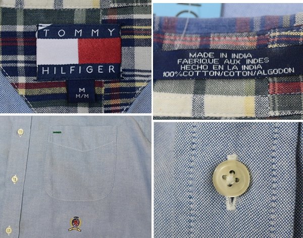 画像2: 【トミーヒルフィガー】【TOMMY HILFIGER】【襟チェック】【オックスフォードシャツ】【水色】【サイズM】  (2)