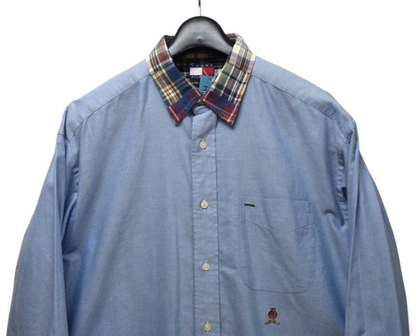 画像4: 【トミーヒルフィガー】【TOMMY HILFIGER】【襟チェック】【オックスフォードシャツ】【水色】【サイズM】  (4)