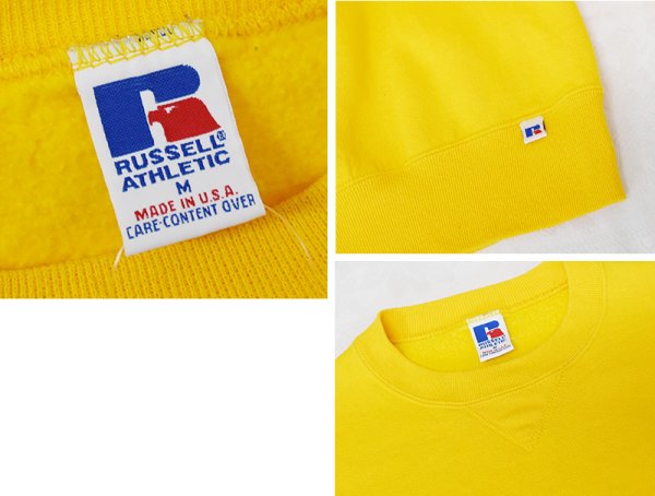 画像2: 【90’s】【USA製】ビンテージ【ラッセル】【Russell】【前V】【クルーネックスウェット】【黄色】【サイズM】 (2)