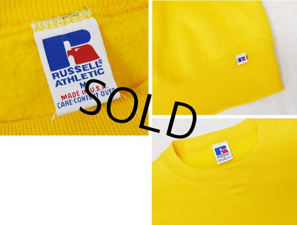 画像2: 【90’s】【USA製】ビンテージ【ラッセル】【Russell】【前V】【クルーネックスウェット】【黄色】【サイズM】 (2)