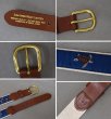 画像2: 【程度良好】【LEATHER MAN LIMITED】【レザー×キャンバスベルト】【亀刺繍】【青×生成り】リボンベルト【ベルト】【W36】  (2)