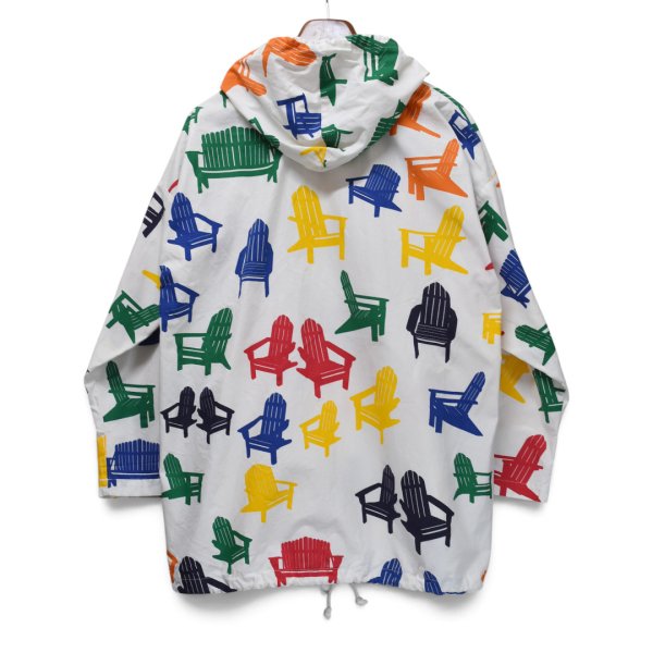 画像4: 【ビンテージ】【USA製】ミシガンラグ【MICHIGAN RAG CO.】【アディロンダックチェア】【総柄】【スナップボタン】【パーカー】【白】【サイズXL程度】  (4)
