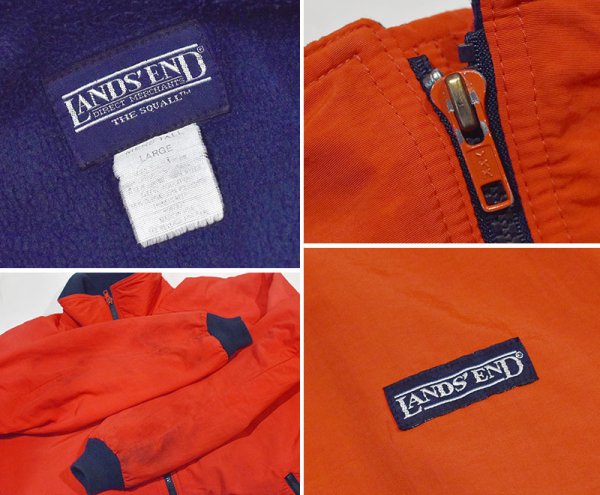 画像2: 【90’s】【USA製】【ビンテージ】【ランズエンド】【LANDS' END】【スコールジャケット】【赤×紺】【フリースライナー】【サイズL】 (2)
