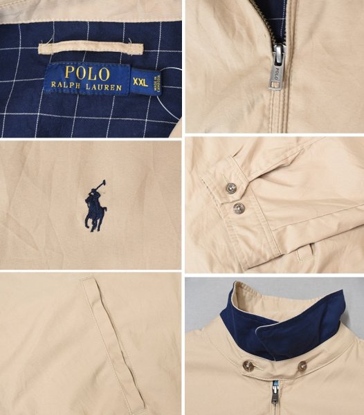 画像2: 【90’s】ビンテージ【ポロ ラルフローレン】【POLO RALPH LAUREN】【スイングトップ】フルジップブルゾン【ベージュ】【裏地チェック】【サイズXXL】  (2)
