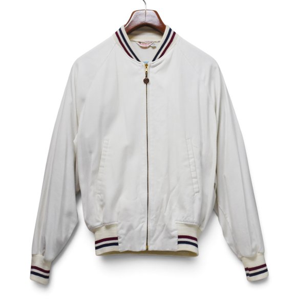 画像1: 【60’s】【ビンテージ】【Cober Knit】【コットンブルゾン】【ホワイト×黒×エンジ】【サイズ40】  (1)