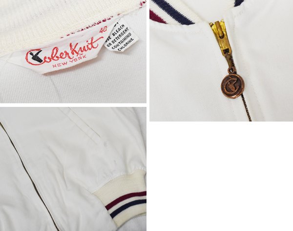 画像2: 【60’s】【ビンテージ】【Cober Knit】【コットンブルゾン】【ホワイト×黒×エンジ】【サイズ40】  (2)