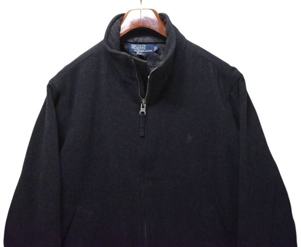 画像4: 【90’s】ビンテージ【ポロ ラルフローレン】【Polo Ralph Lauren】チャコールグレー【ウールジャケット】【フルジップ】ブルゾン【ダークグレー】【サイズM】  (4)