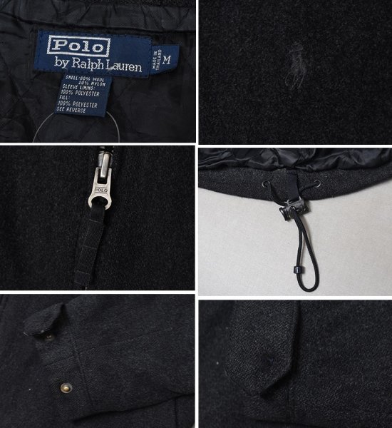 画像2: 【90’s】ビンテージ【ポロ ラルフローレン】【Polo Ralph Lauren】チャコールグレー【ウールジャケット】【フルジップ】ブルゾン【ダークグレー】【サイズM】  (2)