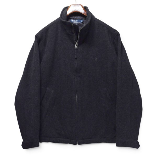 画像1: 【90’s】ビンテージ【ポロ ラルフローレン】【Polo Ralph Lauren】チャコールグレー【ウールジャケット】【フルジップ】ブルゾン【ダークグレー】【サイズM】  (1)