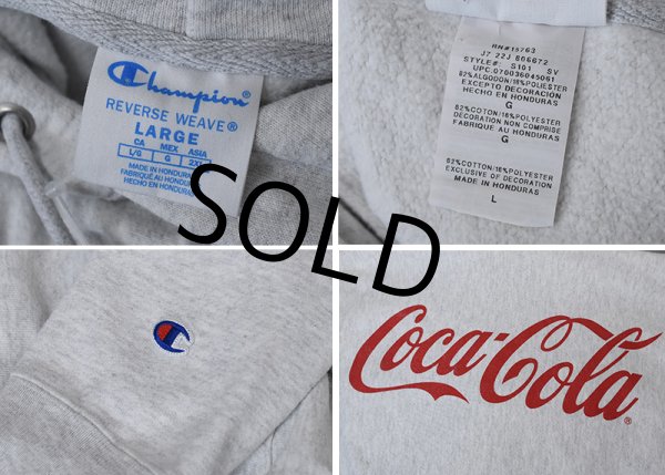画像2: 【チャンピオン】【Champion】【コカ・コーラ】【Coca-Cola】リバースウィーブ【REVERSE WEAVE】【プルオーバーパーカー】【霜降りグレー】【サイズL】  (2)