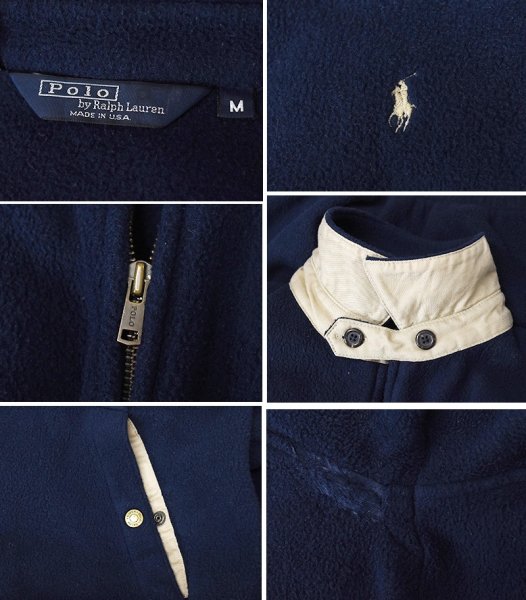 画像2: 【90’s】ビンテージ【USA製】【ポロ ラルフローレン】【Polo Ralph Lauren】【フリースジャケット】フルジップブルゾン【ネイビー】【サイズM】  (2)