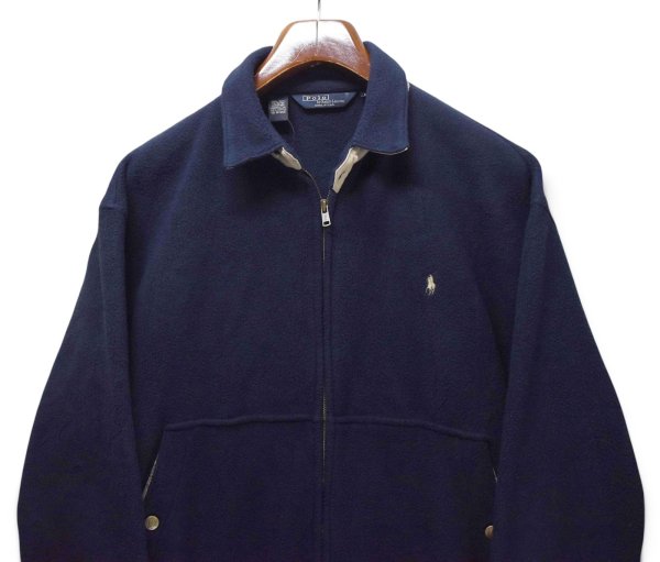 画像3: 【90’s】ビンテージ【USA製】【ポロ ラルフローレン】【Polo Ralph Lauren】【フリースジャケット】フルジップブルゾン【ネイビー】【サイズM】  (3)