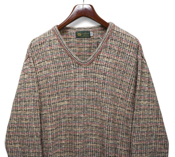画像3: 【90’s】【USA製】ビンテージ【The Clubhouse Collection】【マルチカラー】【Vネックニットセーター】【サイズL】  (3)