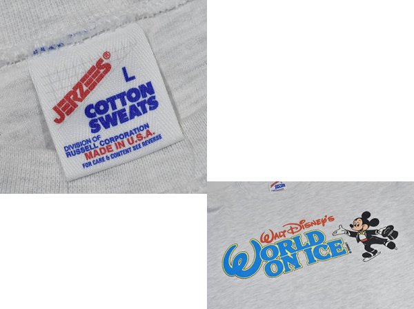 画像2: 【90’s】【ビンテージ】【USA製】【ジャージーズ】【JERZEES】【Disney】【Walt Disney’s World On Ice】【ミッキーマウス】【スウェット】【グレー】【サイズL】  (2)