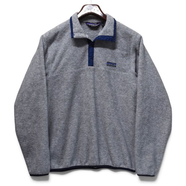 画像1: 【80’s】【ビンテージ】【USA製】【パタゴニア】【Patagonia】【三角タグ】前立てナイロン【シンチラスナップT】【フリース】プルオーバー【グレー×紺】【サイズL】  (1)