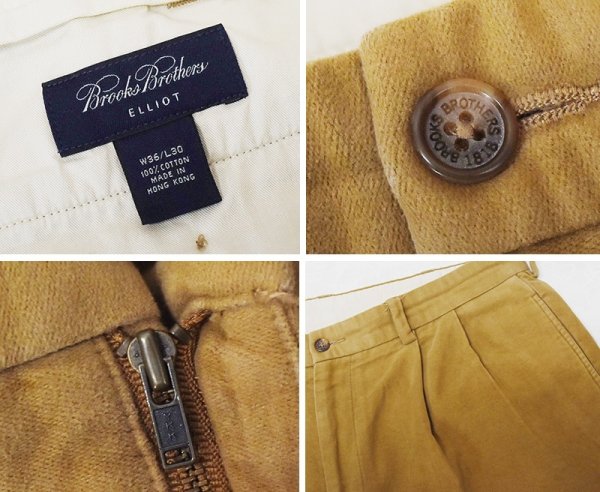 画像2: 【90’s】ビンテージ【ブルックスブラザーズ】【Brooks Brothers】【ベージュ】【2タック】【モールスキンパンツ】【W36】 (2)