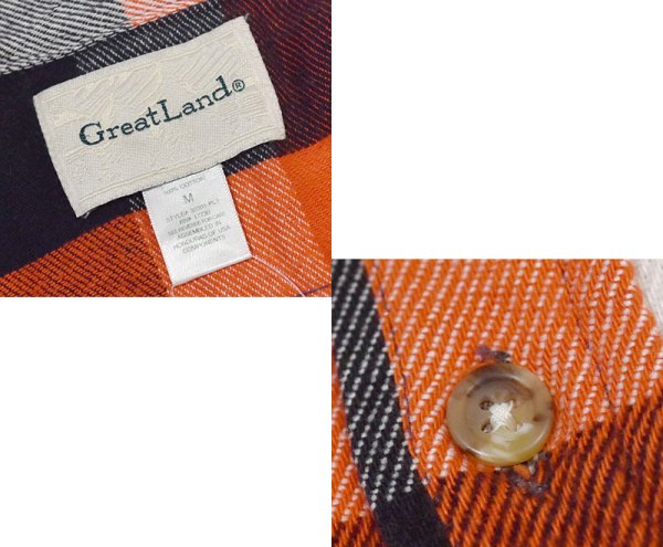 画像2: ビンテージ【Great Land】【赤×黒×白】【バッファローチェック】チェック柄【ヘビーネルシャツ】【サイズM】  (2)