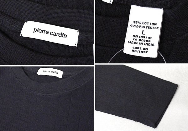 画像2: 【ピエールカルダン】【pierrecardin】【クルーネック】ハリヌキ【長袖カットソー】【黒】【サイズL】  (2)