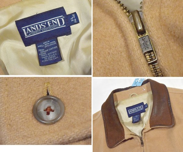画像2: 【90’s】【USA製】【ビンテージ】【ランズエンド】【LANDS' END】【ウールブルゾン】【レザー襟】【サイズXL】  (2)