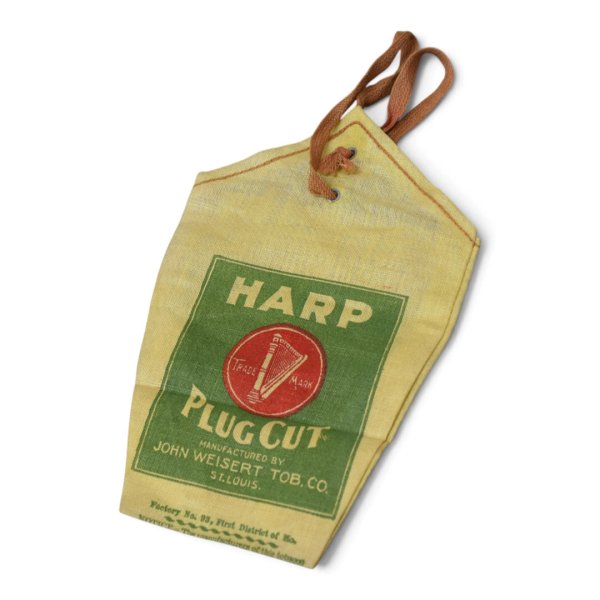 画像4: ほぼ未使用【40’s】ビンテージ【HARP PLUG CUT】【アドバタイジング】【タバコポーチ】タバコケース【布製】ベージュ×緑  (4)