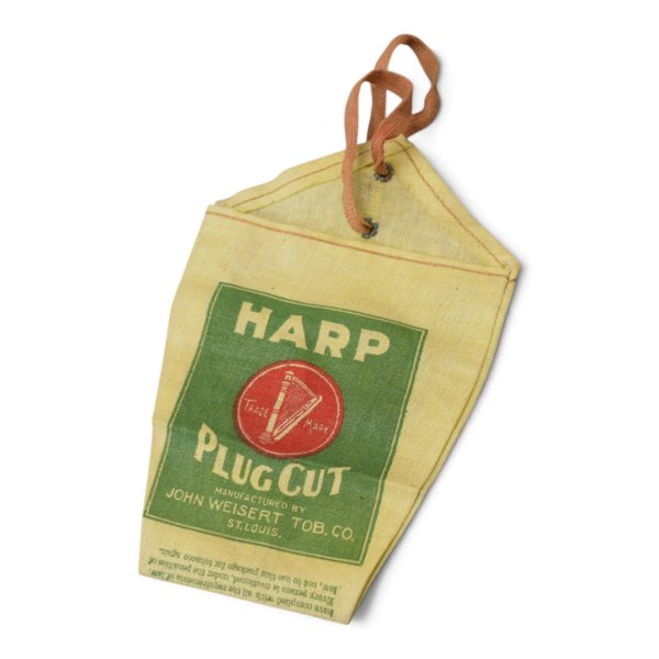 画像1: ほぼ未使用【40’s】ビンテージ【HARP PLUG CUT】【アドバタイジング】【タバコポーチ】タバコケース【布製】ベージュ×緑  (1)