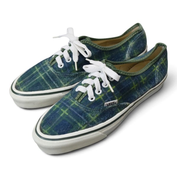 画像1: 【ほぼ未使用】【90’s】【USA製】ビンテージ【バンズ】【VANS】【オーセンティック】【ネルチェック】【緑×紺 チェック】24.0cm~24.5cm程度  (1)