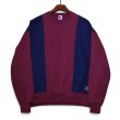 画像1: 【90’s】【ビンテージ】【USA製】【ラッセル】【Russell】【前V】【切替】【スウェット】【エンジ×紺】【サイズXL】  (1)
