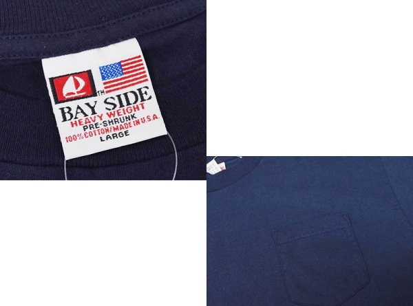 画像2: ビンテージ【USA製】【BAY SIDE】【ポケット付き】【長袖Tシャツ】【紺】【サイズL】 (2)
