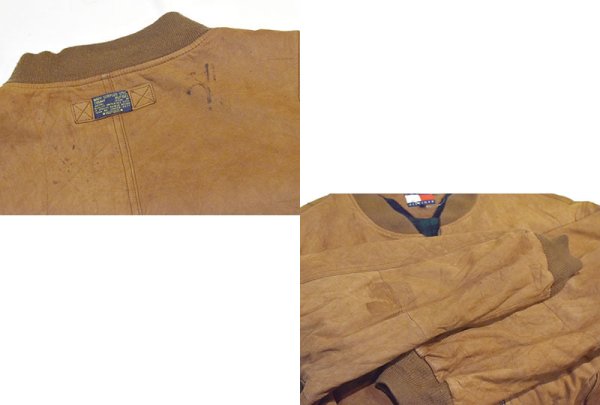 画像3: 【90’s】【トミーヒルフィガー】【TOMMY HILFIGER】【MA-1タイプ】【スエードレザージャケット】【ブラウン】【サイズXL】 (3)