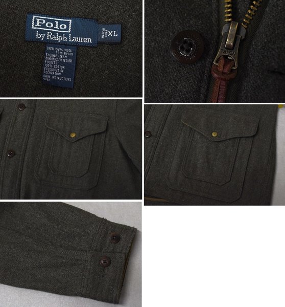 画像2: 【ポロ ラルフローレン】【Polo by Ralph Lauren】【ウール×ナイロンコート】【深緑】【フード付き】【サイズXL】  (2)