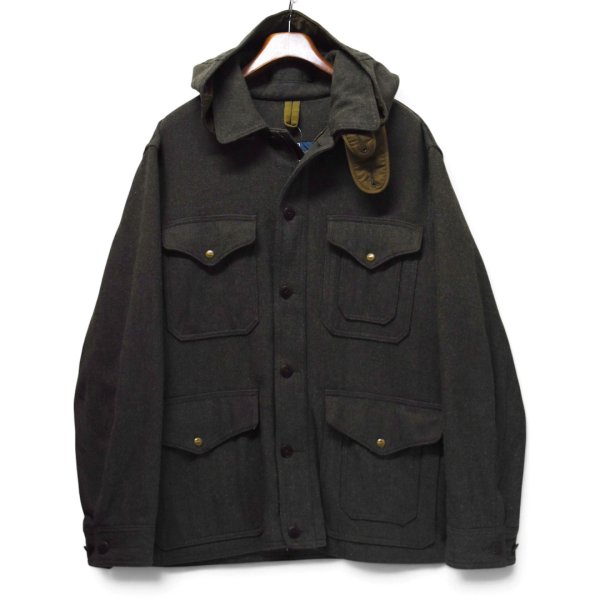 画像1: 【ポロ ラルフローレン】【Polo by Ralph Lauren】【ウール×ナイロンコート】【深緑】【フード付き】【サイズXL】  (1)