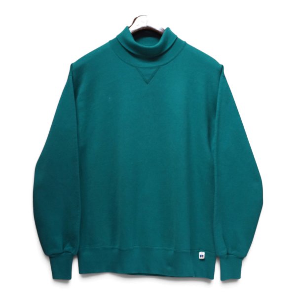 画像1: 【90’s】【ビンテージ】【USA製】【ラッセル】【Russell】【タートルネックスウェット】【エメラルドグリーン】【前V】【サイズL】  (1)