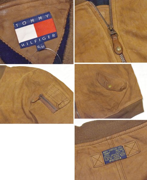 画像2: 【90’s】【トミーヒルフィガー】【TOMMY HILFIGER】【MA-1タイプ】【スエードレザージャケット】【ブラウン】【サイズXL】 (2)