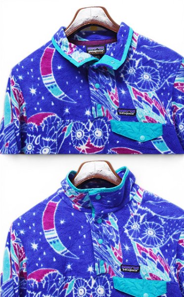 画像3: 【2016年】【パタゴニア】【Patagonia】【シンチラスナップT】【フクロウ柄】【パープル×エメラルド】【サイズL】 (3)