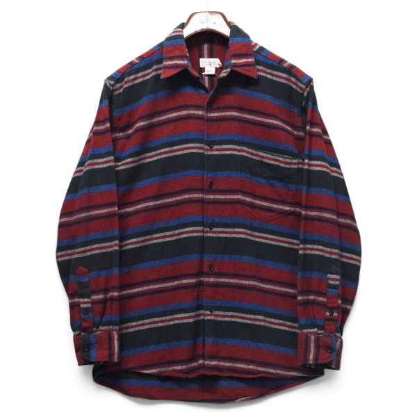 画像1: 【ジェイクルー】【J.CREW】【ポルトガル製】【赤×黒×青】【ボーダー】【フランネルシャツ】【サイズS】  (1)