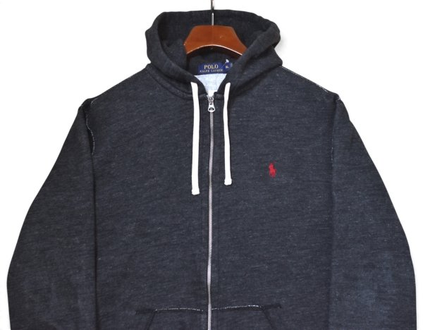 画像4: 【ポロ ラルフローレン】【POLO RALPH LAUREN】【裏起毛】【フルジップパーカー】【ポニー刺繍】【チャコールグレー】【サイズXL】  (4)