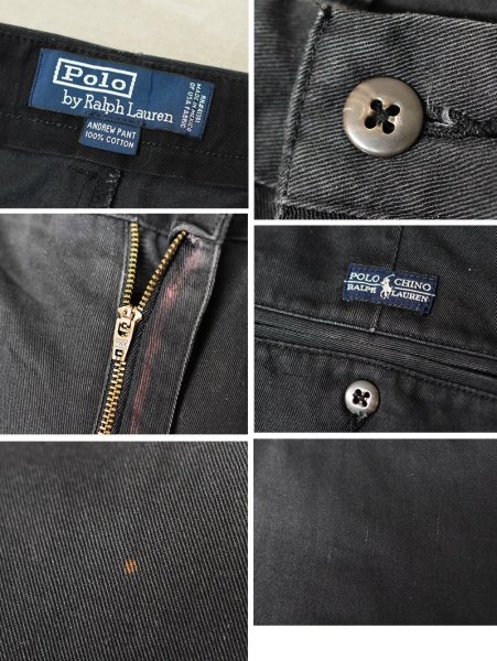 画像2: ビンテージ【ラルフローレン】【Ralph Lauren】【Polo】【ANDREW PANT】【2タック】【チノパンツ】【ブラック】【W34】 (2)