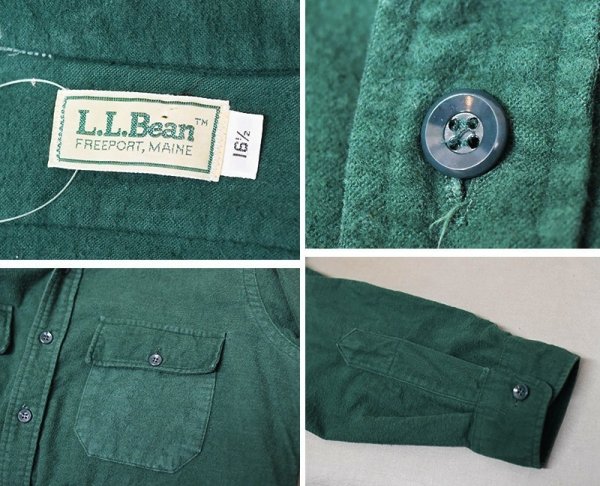 画像2: 【90’s】ビンテージ【エルエルビーン】【L.L.Bean】【緑・グリーン】【シャモアクロスシャツ】【グリーン】【長袖シャツ】【サイズ16 1/2】 (2)