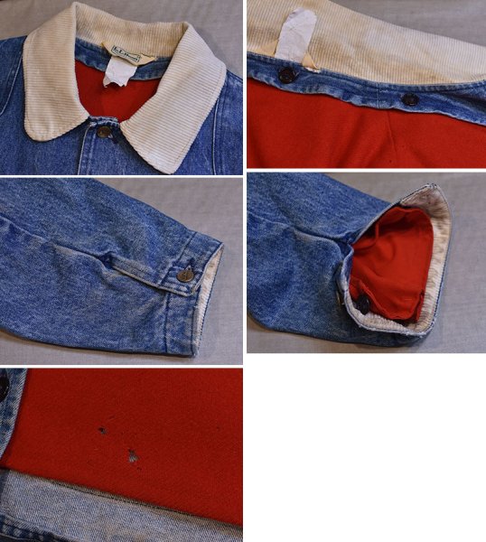 画像3: 【80’s】【ビンテージ】【エルエルビーン】【L.L.Bean】【デニムハンティングジャケット】【コーデュロイ襟】【赤裏地】ライナー付き【サイズL程度】  (3)