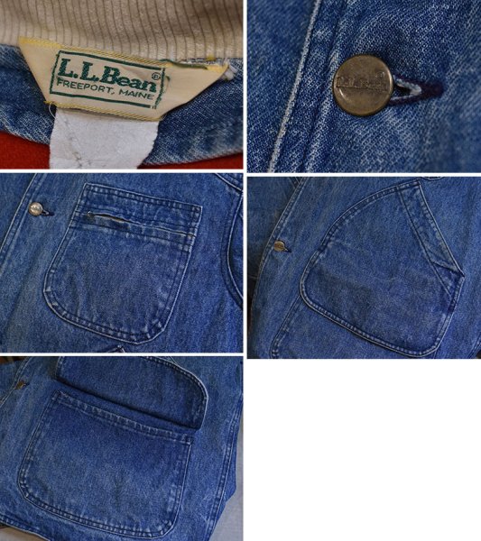 画像2: 【80’s】【ビンテージ】【エルエルビーン】【L.L.Bean】【デニムハンティングジャケット】【コーデュロイ襟】【赤裏地】ライナー付き【サイズL程度】  (2)