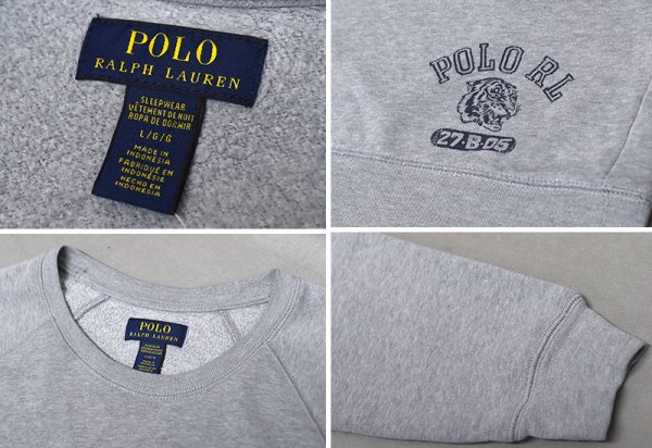 画像2: 【ポロ ラルフローレン】【POLO RALPH LAUREN】【グレー】【ロゴ入り】【ラグランスリーブ】【クルーネックスウェット】【サイズL】  (2)