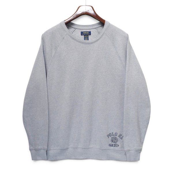 画像1: 【ポロ ラルフローレン】【POLO RALPH LAUREN】【グレー】【ロゴ入り】【ラグランスリーブ】【クルーネックスウェット】【サイズL】  (1)