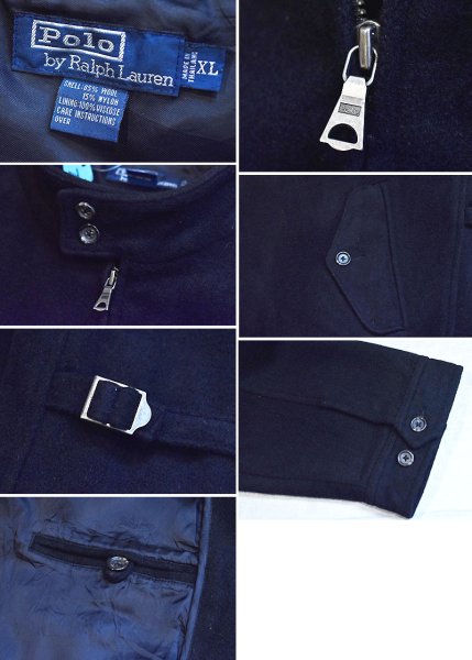 画像2: 【ポロ ラルフローレン】【Polo by Ralph Lauren】【ウールジャケット】【黒】【フルジップ】【スタンドカラー】【サイズXL】  (2)