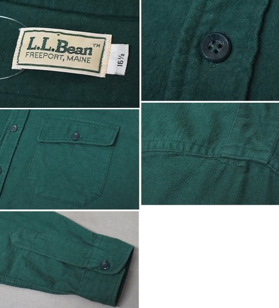 画像2: 【90’s】ビンテージ【エルエルビーン】【L.L.Bean】【緑】【シャモアクロスシャツ】【サイズ16 1/2】  (2)