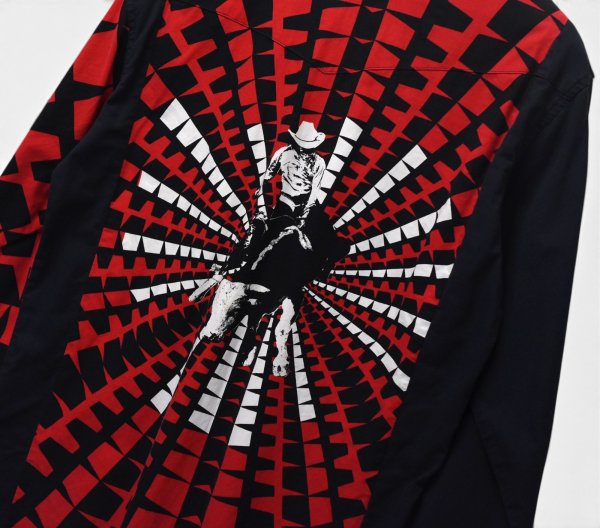画像6: 【ラングラー】【Wrangler】【黒×赤】【カウボーイグラフィック】【ロデオ】【ウエスタンシャツ】【サイズL程度】  (6)